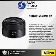 Nikon NIKKOR Z 40mm F2 Lens for Nikon Z9 Z8 Z7 ii Z6 ii Z5 Zfc Z30 | Nikon Singapore Warranty