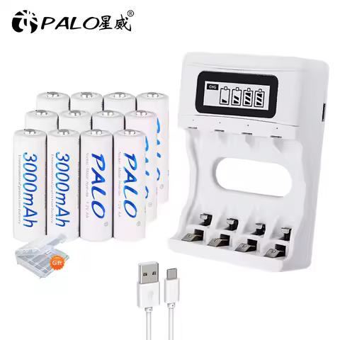 PALO 3000mAh Ni-MH AA Battery Low Self-discharge 1.2V AA Rechargeable Batteries Pre-charged Battery+