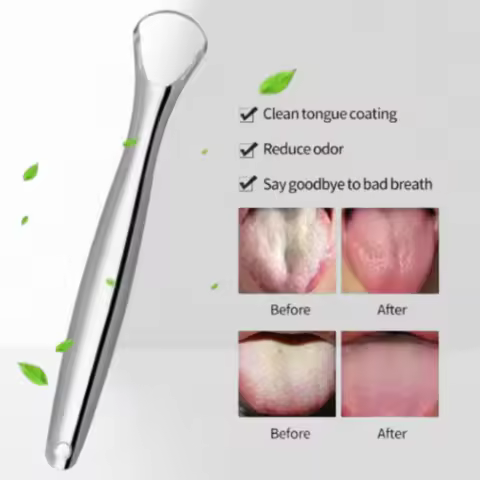 Stainless Steel Tongue Scraper Cleaner Fresh Breath Cleaning Coated Tongue Oral Hygiene Care Tools
