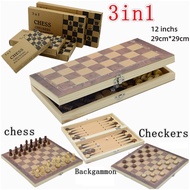 New 3in1 Wooden Chess Set 12 Inch Wooden Chess Board Wooden Chess Pieces Chess 132Inch