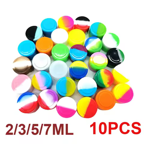 10PCS Silicone Container 2ML 3ML 5ML 7ML Jar Storage Box Mix Colors Nonstick Concentrate Containers 