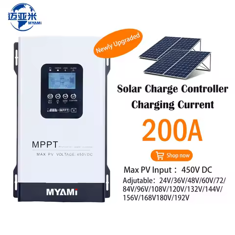 MYAMi New Arrival 450V 200A MPPT Solar Charge Controller Adjustable 24V-192V Lead-acid and Lithium B