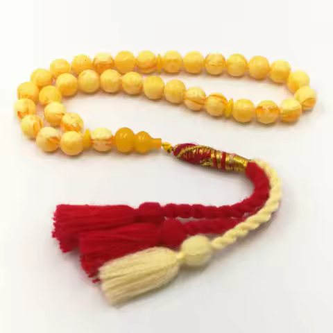 Tasbih yellow resin 33 beads bracelet Royal handmade tassels Turkish design Misbaha Muslim eid ramad