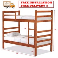 [Furniture Amart] Solid Wooden Double Decker Bed frame Single  Super single Bunk bed (cherry)