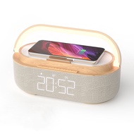 Desktop Ala Clock Wireless Charger Modern Wooden Digital Lamp Qi Wireless Fast Charging Pad Ala Clock LED for 1one 13 14