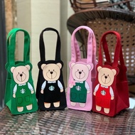 Starbucks Apron Bear Tote Canvas Bag Tumbler Carrier Holder Bag Office Worker Coffee Packing Bags