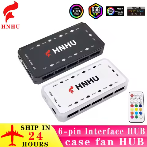 HNHU-PC CPU RGB Fan Controller 6pin Connector To SATA Power Hub Processor For Computer Cpu Case Part