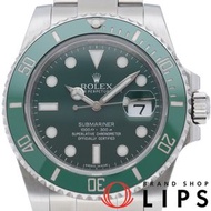 二手勞力士潛航者日曆型綠錶 116610LV，附原廠錶盒和保固卡，不鏽鋼男士腕錶，綠色錶盤，拋光處理，品相極佳。