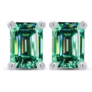 2ct Moissanite Earring Emerald Cut Diamond Zircon S925 Sterling Silver Woman Party High-End Gift