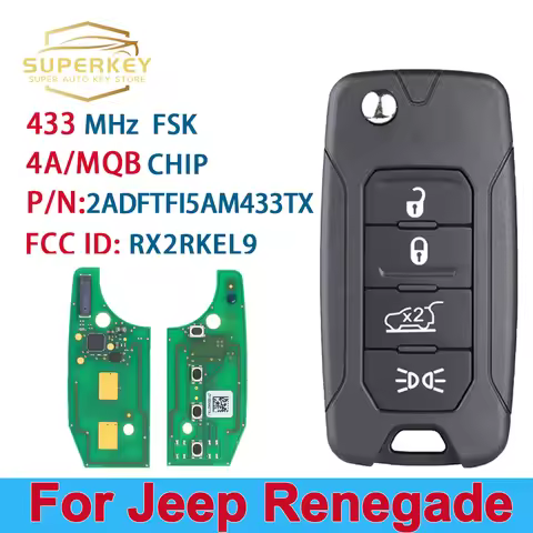 SUPERKEY RX2RKEL9 2ADFTFI5AM433TX Keyless Remote Flip Key 4A /48Chip 433.92MHz SIP22 Blade For 2016 