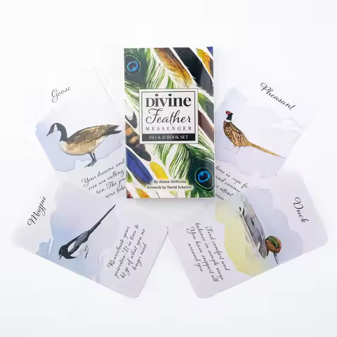 Divine Feather Messenger 44 Oracle Cards English Visions Divination Edition 10.3x6cm Deck with PDF G