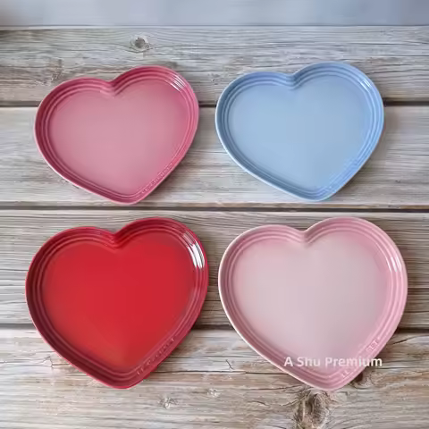 Le Creuset Cool Color Heart Shaped Dish Western Dinner Plate Steak Fruit Plate Underglaze Color High