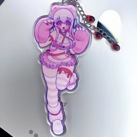 Super Sonico X Gloomy Bear Y2K Anime Vkei Moe Acrylic Keychain Charm Collectible