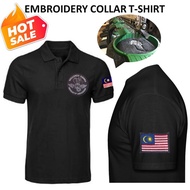 EMBROIDERY SULAM GGK SIERRA BLACK SPECIAL FORCES TACTICAL & MALAYSIA FLAG LEFT ARM BLACK COLLAR SHIR