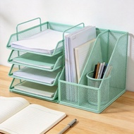 [in stock] Desktop bookshelf, metal book stand, vertical layered book storage rack, home desk organi