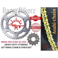 Ninja 250 Z250 Z SL R25 Xring Chain Set Rantai Sprocket JT ASAHI Original 520 Gold