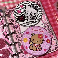 DayDayTO   2Pcs Y2K Aesthetic Shiny Hello Kitty Badge Kawaii Zebra Pattern Hello Kitty Badge Backpac
