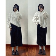 [2HAND] FREESIZE ROUND-NECKLACE PULL-SLEEVE SHIRT