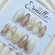 White glitter | Wedding nails | Handmade false nails