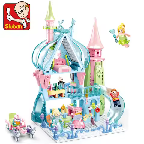 Sluban Friends Expert Romantic Princess Building Blocks Snow Pink Dream Royal Castle Bricks Assembly