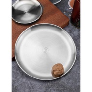 韓式304不銹鋼加厚圓盤西餐盤烤肉盤商用骨碟咖啡廳托盤水果菜盤