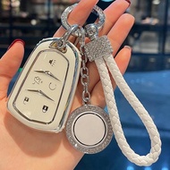 Leather Rope Metal Ring Car Key Case Cover for Cadillac ATS CT6 CTS DTS XT5 Escalade ESV SRX STS XTS
