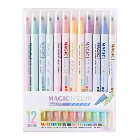 12Pcs Color Changing Pen Double Tip Multicolor Highlighter Pen for Scrapbooking