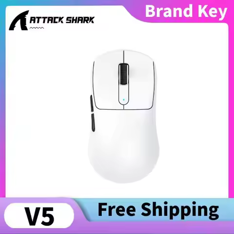 Attack Shark V5 8000Hz Wireless Three-mode Symmetrical Mouse PAW3950MAX Sensor42K DPI 500mAh Custom 