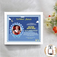 Sertifikat Aqiqah 20x25 cm 10r Plus Bingkai Putih Minimalis Bisa COD