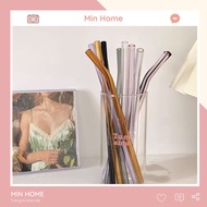 Minhome 18cm long glass straws in many colors, straight and curved, many colors to choose from.
