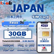 Sim Card Japan 5~90days High Speed Data Unlimited KDDI SOFTBANK Travel Sim Card 日本上网卡【Total data pla