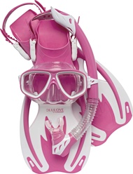 Cressi Junior Snorkeling Set (Mask, Dry Snorkel, Adjustable Fins, and Net Bag) Light and Colorful Eq