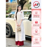 Brocade ao dai, high-quality 2-panel dragon and phoenix ao dai, size S - 3XL