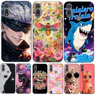 For Motorola Moto E6S E6i Case Phone Cover Protective Soft Silicone Black Tpu Case flower cute beaut