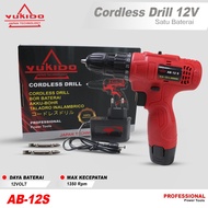 MESIN BOR CAS PROMO Bor Baterai YUKIDO 12 V Cordless Drill MERAH 12 Volt TERMURAH