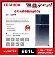 [SOF] TOSHIBA GR-AG66MA(GG) 661L 2-DOORS FRIDGE / INVERTER / AUTO ICE MAKER / DUO HYBRID / ULTRA FRE