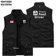 SHOPEE F00D Outdoor Men's Vest, Shopee Food Motorcycle Driver Trend Vest