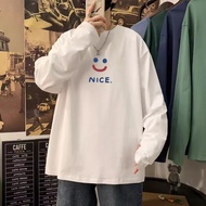 【Plus Size M-8XL】Korean Style Cotton Men Long Sleeves T-Shirt Letter Print Oversized T-Shirts Unisex