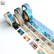 Washi Tapes 10 meter News World Map Stamp Silver Stars Japanese Masking Tape Journal gift wrap