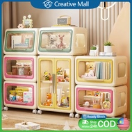 Storage Cabinet Dopamine Dustproof Belt Wheel Storage Rack Book Rack Toy Cabinet Miscellaneous Sorti