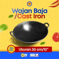 Pre-Seasoned Cast Steel Wok 12 Pieces (30cm) Thick Non-Stick / Cast Iron Wok / Cast Iron Wok / Fryin