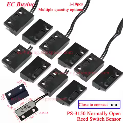 1-10Pcs PS-3150 Reed Switch Sensor PS3150 Normally Open NO Proximity Magnetic Door Window Contacts 3