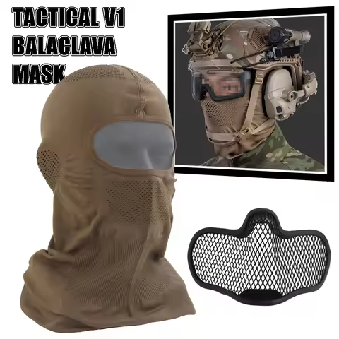 Tactical Venom Balaclava V1, Breathable Elastic Full Face Mask with Steel Mesh Protection for Airsof