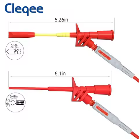 Cleqee P1300 Series Multimeter Test Lead kit 4mm Banana Plug Cable Test Hook Clip Probe Alligator Cl
