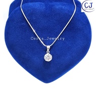 Authentic Silver Necklace for Adult Women 925 White Gold Plated Italian Chain With Desi Pendant 1 Gr