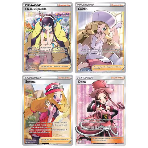 4PCS PKM Proxy Cards Iono Proferssor Marnie Whitney Evelyn Dana Trainer Cards Foil PTCG Proxy Cards 