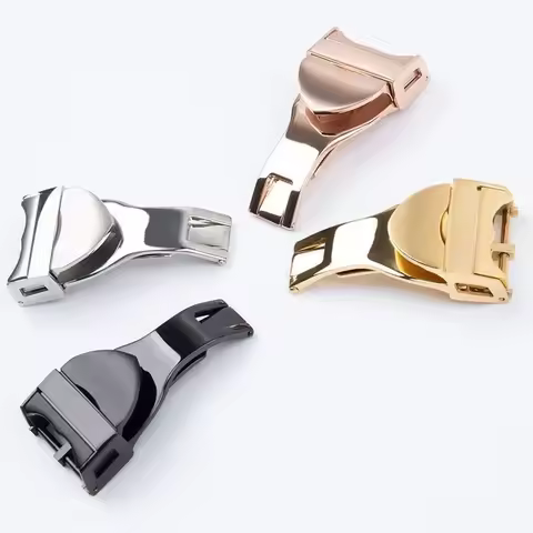 Watch accessory 316L Stainless Steel Silver Gold Watch Buckle –18mm Black Deployment Clasp Fit for T
