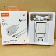 VFAN Charger Type C E01 USB a To Type C 2.4A Wall Charger Fast Charger E01