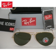 Gweuine ray (2020)ban sunglasses authentic 3025 aviator green gold polarized rb 3025 001/58 62 mm large