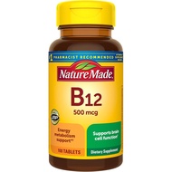 Nature Made Vitamin B12 500 mcg, Dietary plement for Energy Metaboli port, B12 Vitamins 500 mcg, 100